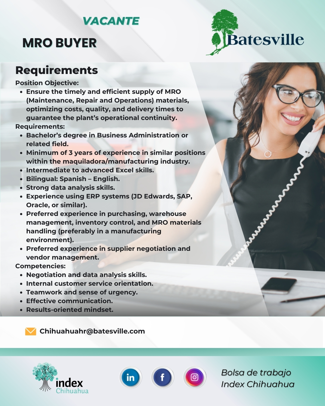 VACANTES CHIHUAHUA - CUU - MAQUILADORA - MRO BUYER