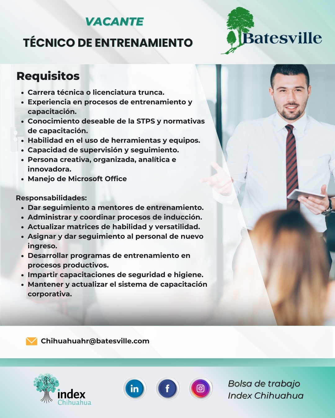 VACANTES CHIHUAHUA - CUU - MAQUILADORA - TECNICO DE ENTRENAMIENTO