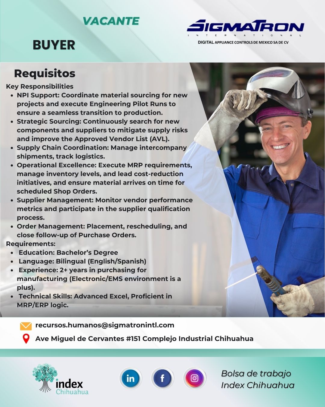 VACANTES CHIHUAHUA - CHIHUAHUA - MAQUILA - BUYER