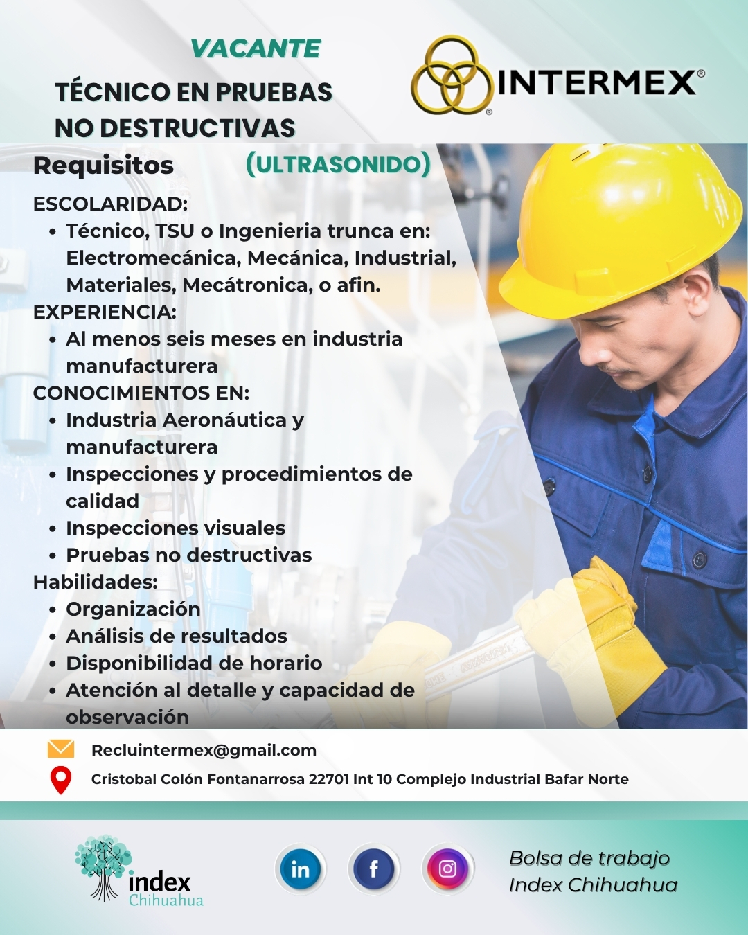 VACANTES CHIHUAHUA - CHIHUAHUA - MAQUILA - TECNICO EN PRUEBAS NO DESTRUCTIVAS